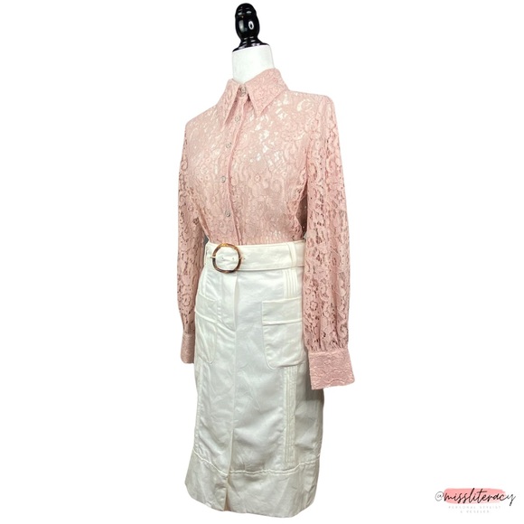 Zara Women’s White Cotton Linen Belted Pleated Midi Skirt with Pockets + Slit S - Picture 10 of 13